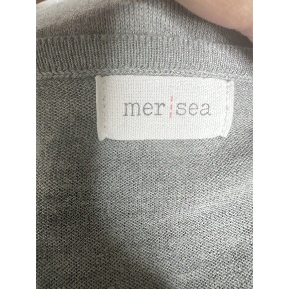 MERSEA The Amour Pullover Sweater One Size Gray Navy Heart Patch - Picture 7 of 9